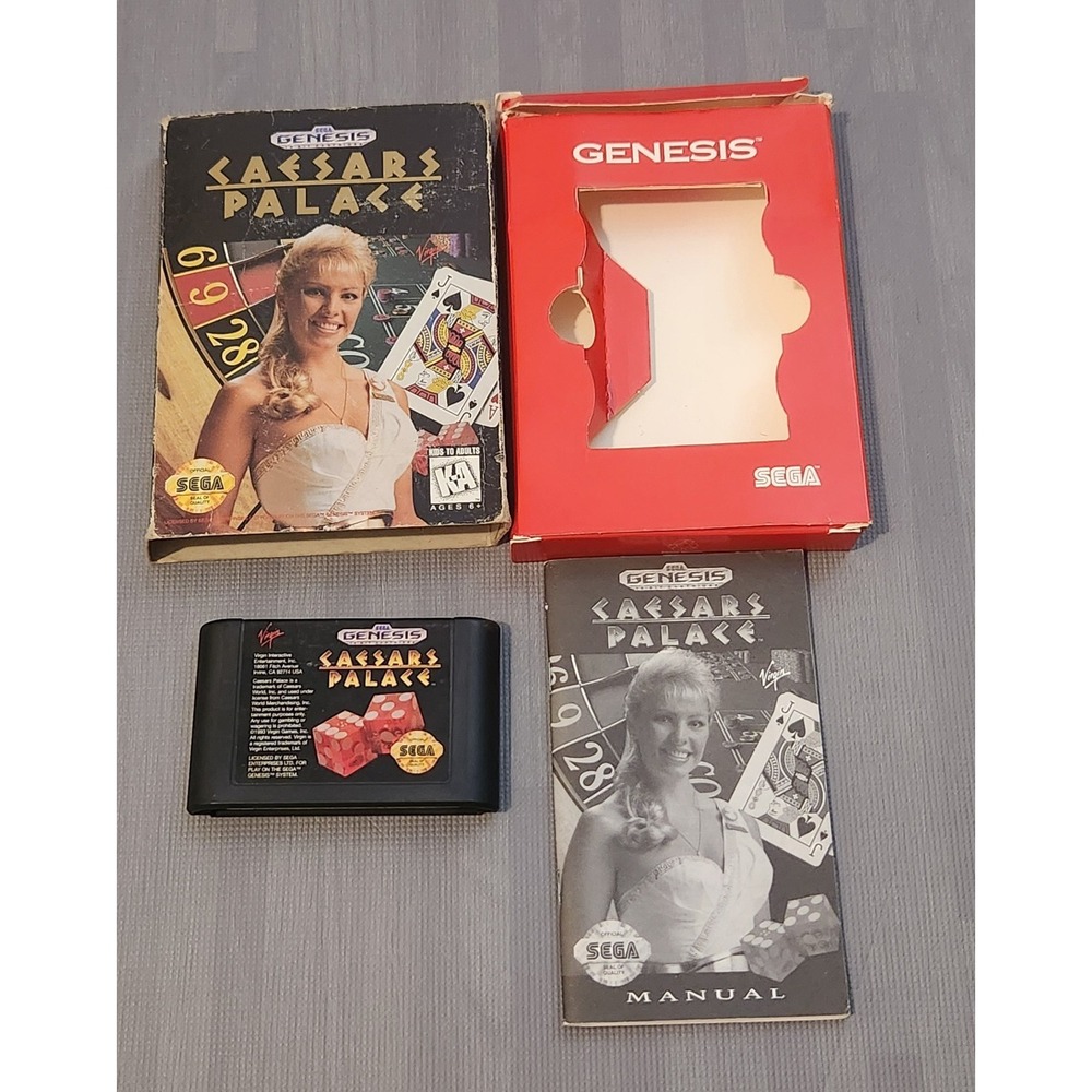 Caesars Palace SEGA Genesis Game Complete + Manual